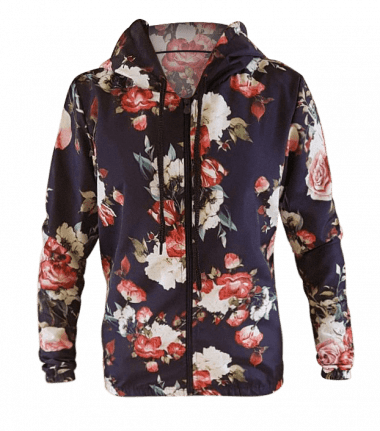 jaqueta corta vento floral